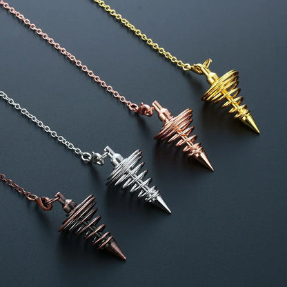 Fashion Jewelry New Rose Gold Dowsing Spiral Cone Pattern Healing Pyramid Pendule Reiki Amulet Reiki Pendulum Pendant