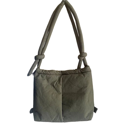 Casual Large Capacity Puffer Tote Bag Designer Padded Nylon Women Handbags Knotted Strap Shouder Crossbody Bags Warm Sac 2024