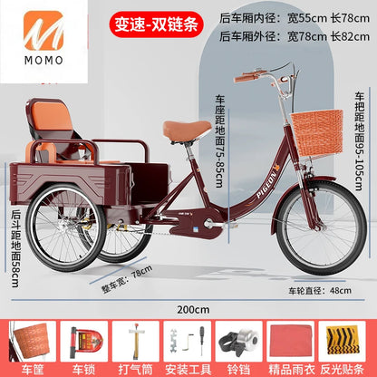 Tricycles for elderly people, pedals, pedals, variable speed bicycles for elderly people, rickshaws for transportation,