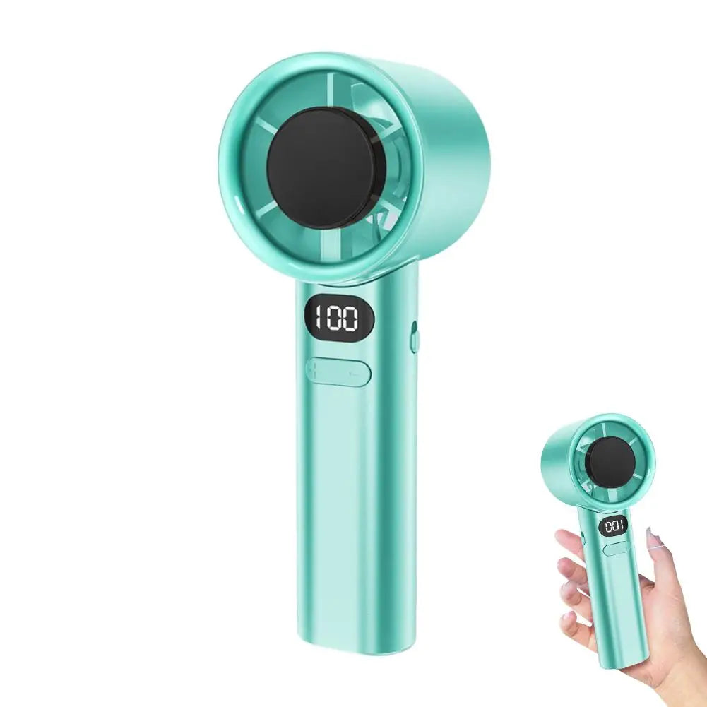 Portable Handheld Fan with 120 Wind Speeds USB Rechargeable Bladeless High-Speed Electric Cooling Fan for Personal Use