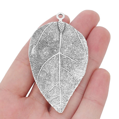 5pcs Antique Silver Color Large Tribal Branch Leaf Charms For DIY Fashion Necklace Jewellery Making Findings Accessories