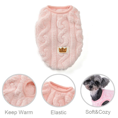 Fleece Warm Dog Cloth Sleeveless Soft Cozy Plush Vest Puppy Winter Overall for Small Medium Pet Sweatshirt  for Dog and Cat