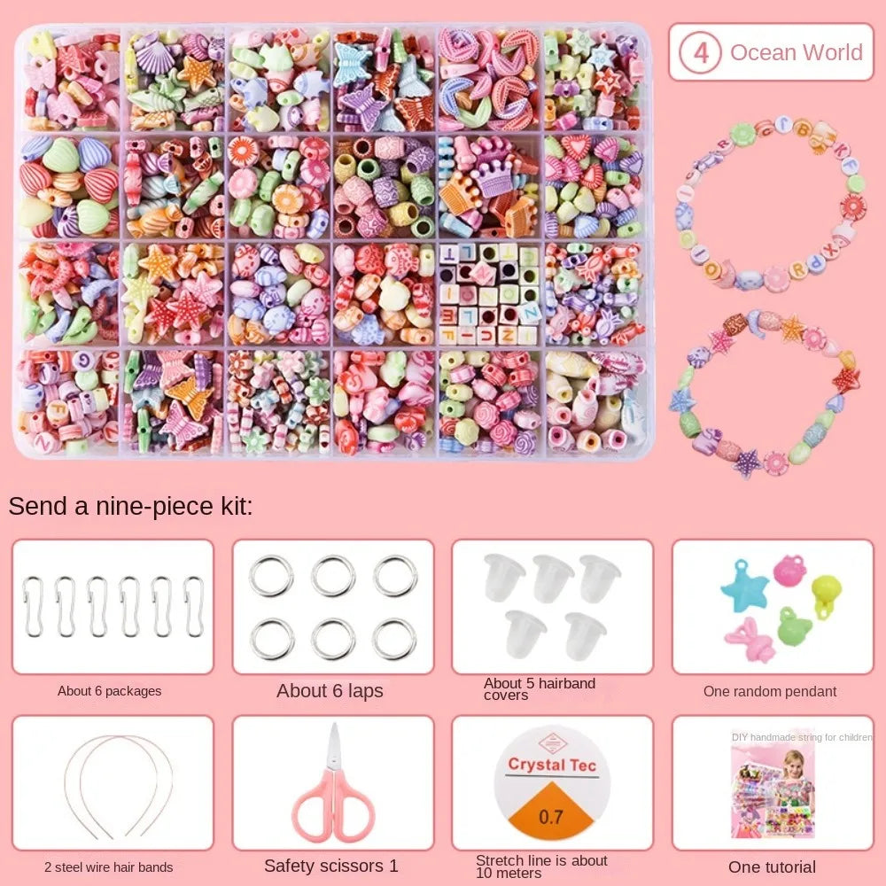 Arts Crafts DIY Handmade Beaded Kit Jewelry Set Handmade Kit for Make Bracelets Beads Creative DIY Beads for Children Girl