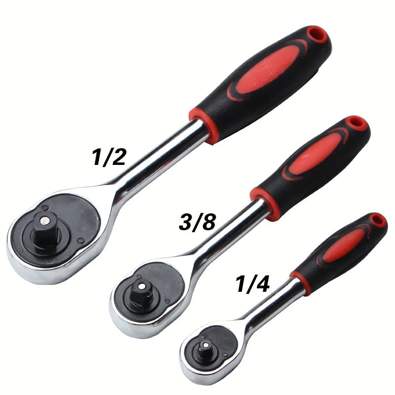 1/4 3/8 Inch Ratchet Wrench 24 Tooth Drive Ratchet Socket Wrench Repair Tool Multi-funtion DIY Ratchet Handle Wrench Hand Tools