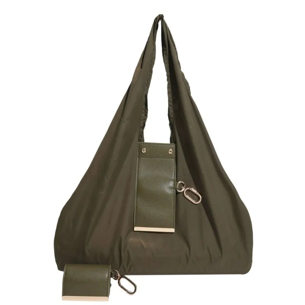 Reusable Mini Keychain Tote Bag Lightweight Eco-Friendly Foldable Shopping Bag Large Capacity Key Ring Expandable Reusable Bag