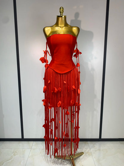 Women Sexy Off Shoulder Tassels Bodycon Bandage Dresses Elegant Evening Party Luxury Birthday Cocktail Wedding Guest Gowns