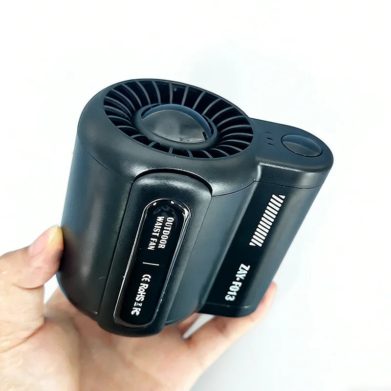 Portable waist-mounted electric fan, mini suspended five-speed fan with battery, for personal cooling outdoors and indoors