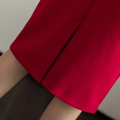 Fahsion Summer Office Black Skirts Women 2024 Elegant High Waist Gray Red Bodycon Skirt Sexy High Waist Midi Mujer Faldas S-2XL