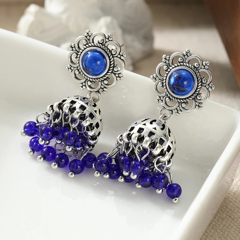Vintage Brass Golden-plated Earrings Handmade Earrings Bohemian Style Earrings Bell Earrings Bead Earrings Pendant Earrings
