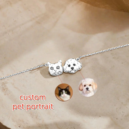 Custom Pet Portrait Necklace Pet Memorial Jewelry Pet Name Necklace Engraved Necklace Dog & Cat Necklace Women Necklace