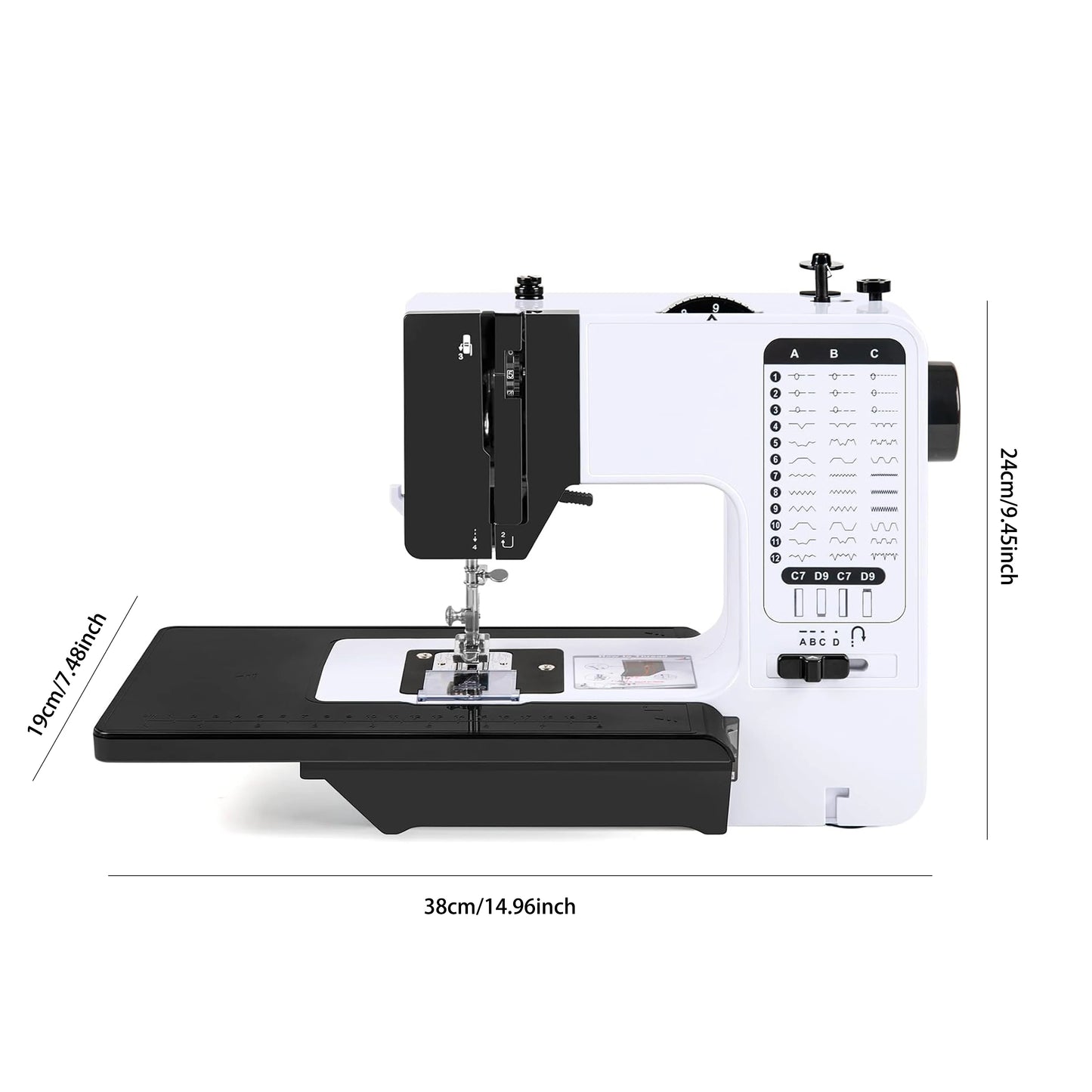 Multi-function Electric Sewing Machine with Extension Table, Foot Pedal, Complete Sewing Supplies Set for Home DIY Projects