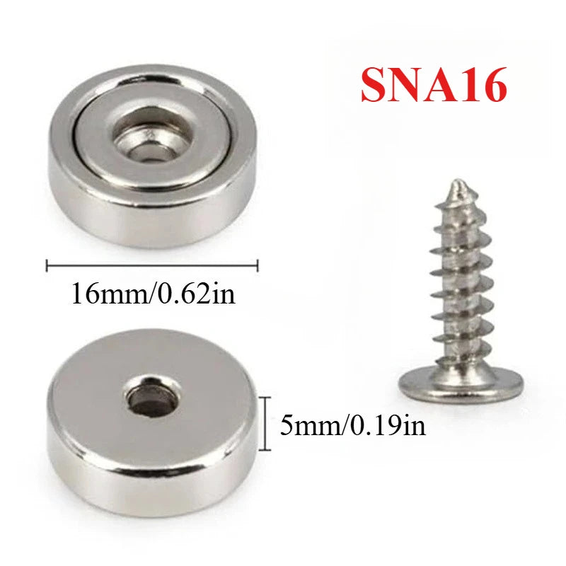 A16-32mm Multipurpose Strong Magnets with Countersunk Hole- for Fridge,Tool Organizer,Whiteboard,Kitchen Snack Storage,Garage