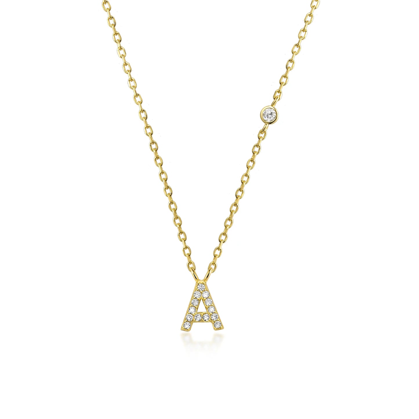 VEWANT New 925 Sterling Silver Monogram Initial Letter A M Pendant Long Chain Necklace Crystal Fine Jewelry Luxury Fine Jewelry