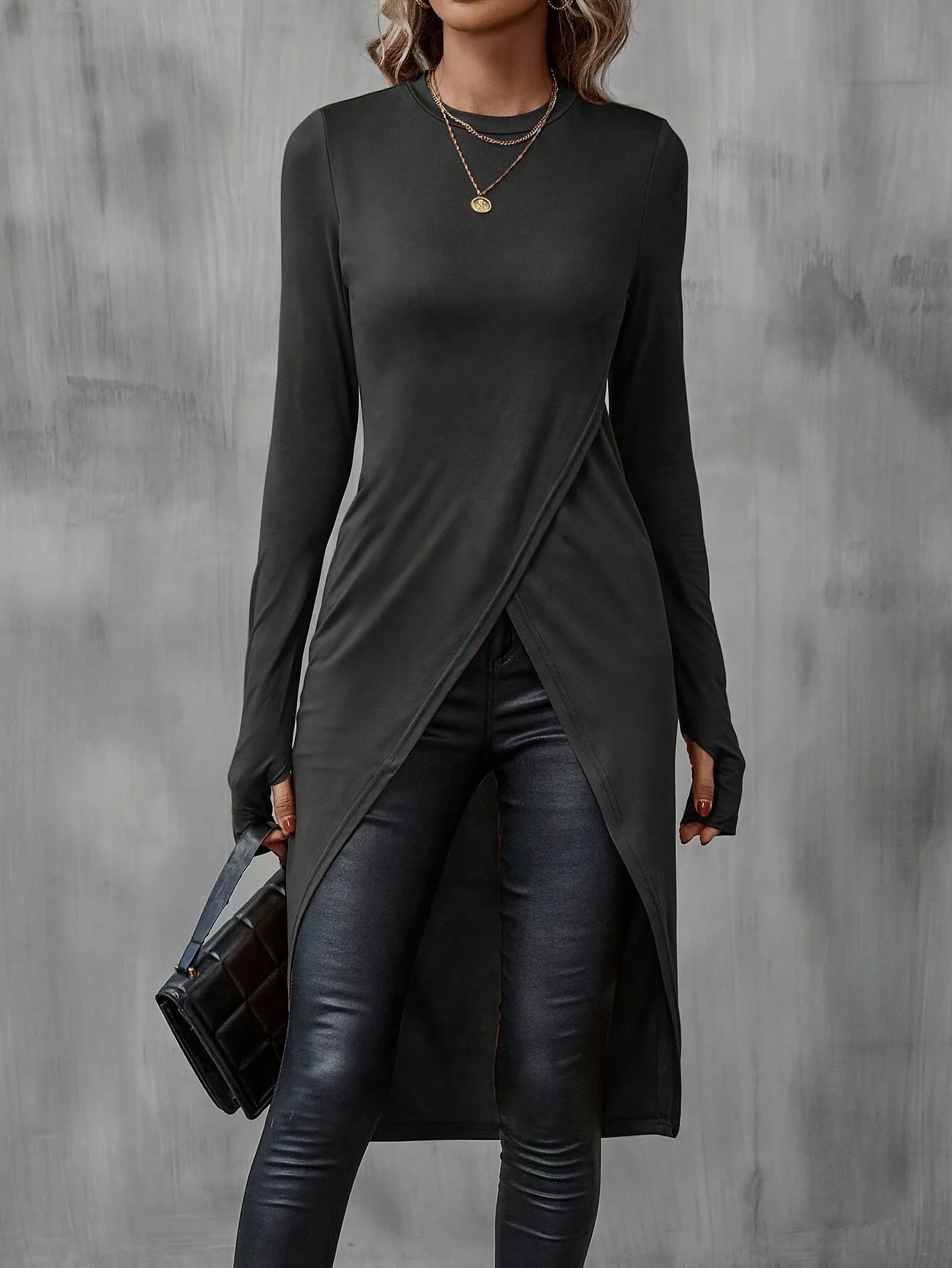 2024 new autumn plus long T-shirt advanced sense slimming temperament casual women's wear
