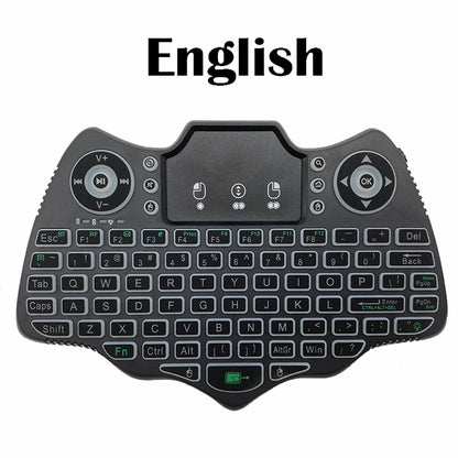 MRSVI V18 Mini-Funktastatur 2,4 GHz BT Touch 7-farbige Hintergrundbeleuchtung Französisch Spanisch Russisch Air Mouse Tastatur Geschenk für Android TV Box