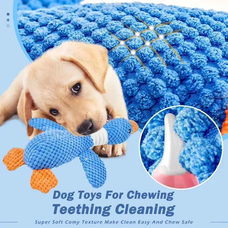 New Double Color Blue Goose Plush Pet Toy Tough Bite Resistant Squeaky Chew Molar Toy Interactive Play Supplies For Dogs Cats