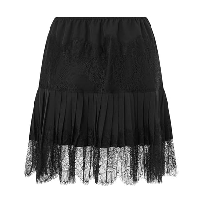 Y2k Lace Half Slip Skirt Flowy Ruffle Pleated Mini Skirts for Women Fairy Mesh Floral Mid Rise Layered Short Skirts Streetwear