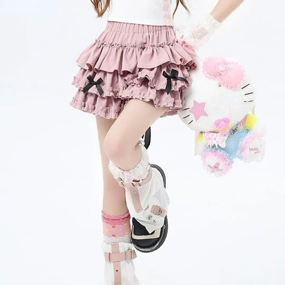 Harajuku Y2k Lolita Style Mini Skirt Women Korean High Waist Ruffles Cake Skirts Japanese Kawaii Pleated JK Fashion Short Skirts