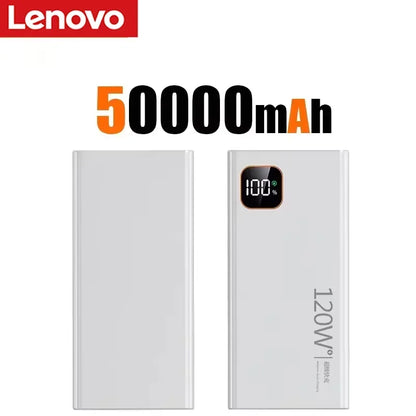Lenovo 500000mAh Portable Power Bank 120WSuper Fast Charging Large Capacity External Battery Charger Powerbank For Xiaomi iPhone