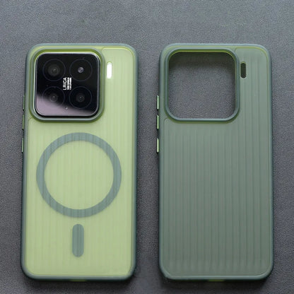 Soft Corrugated Magnetic Back Case For Xiaomi Mi 13 14 15 Pro 17 ProMax Shockproof Matte Clear Cover
