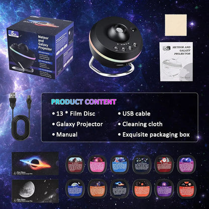 13 in 1 Star Projector Night Light 360° Degree Rotating 4K HD Galaxy Projector Bedroom With Timer Planetarium Projector For Kids