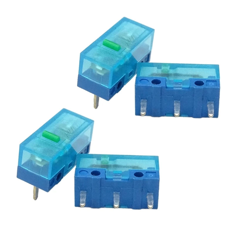 4Pcs New HUANO Blue Transparent Shell Mouse Micro Switch Button Pink Red Yellow Blue Green Dot Button Switch 3Pin 0.74N