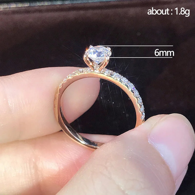 Huitan 4-Prong Setting Cubic Zirconia Wedding Ring for Women Simple Fashion Proposal Band Accessories Timeless Design Jewelry