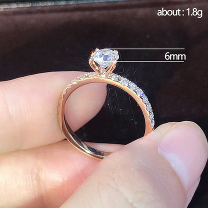 Huitan 4-Prong Setting Cubic Zirconia Wedding Ring for Women Simple Fashion Proposal Band Accessories Timeless Design Jewelry
