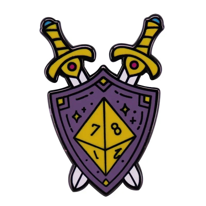 RPG Dice Game D&D Enamel Pins Dungeons Brooch Fashion Personality Lapel Badge Hoodie Decorative Accessories Fans Gift