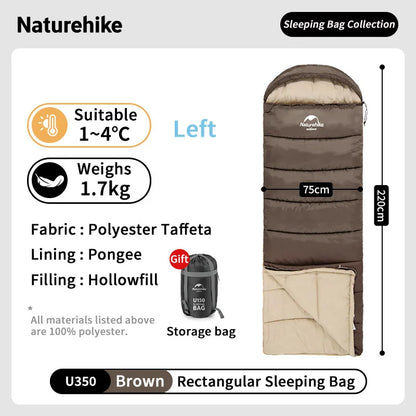 Naturehike Warm Sleeping Bag Ultralight Waterproof Splicable Double Sleeping Quilt Outdoor Winter Envelope Sleeping Bags