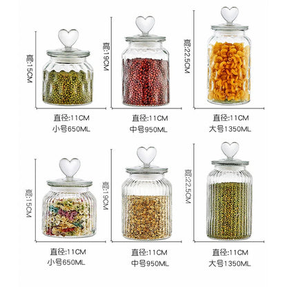 Creative Glass Sealed Jar Storage Jar Household Food Grade Glass Bottle with Lid Transparent Fruit Tank Kitchen Food Container