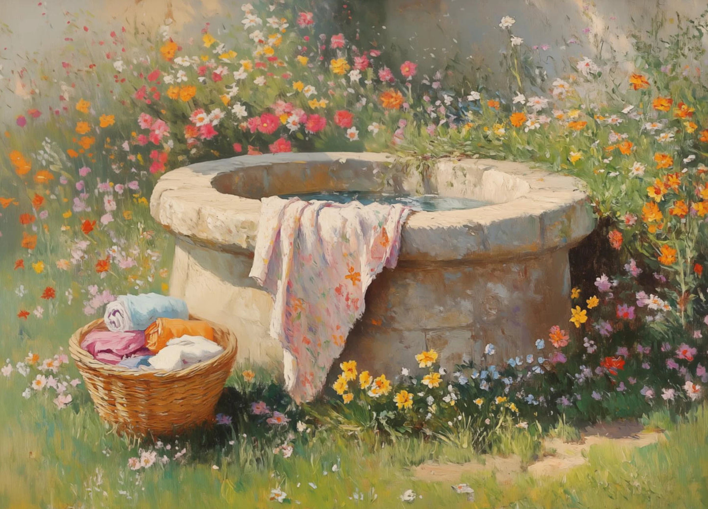 Classic Oil Painting Laundry Room with Clothes Hanging Poster Canvas Art Painting Printing Home Room Wall Pictures Decor Gift