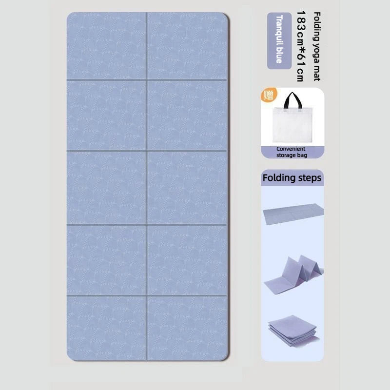 Eco-Friendly TPE Foldable Yoga Mat Double-Sided Non-Slip Travel Fitness Exercise Mat for Pilates and Floor Workouts