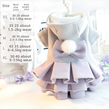 New Autumn Winter Outfit Pet Dog Clothes Woolen Tutu Skirt Pet Coat Dog Dresses Teddy Bear Cat Princess Skirt for Small Dogs