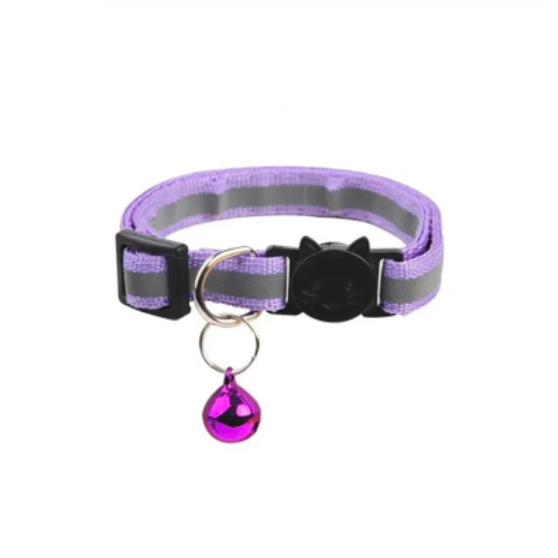 Adjustable Reflective Breakaway Cat Collar with Bell Safety Elastic Neck Ring Necklace Pet Supplies in Multiple Colors