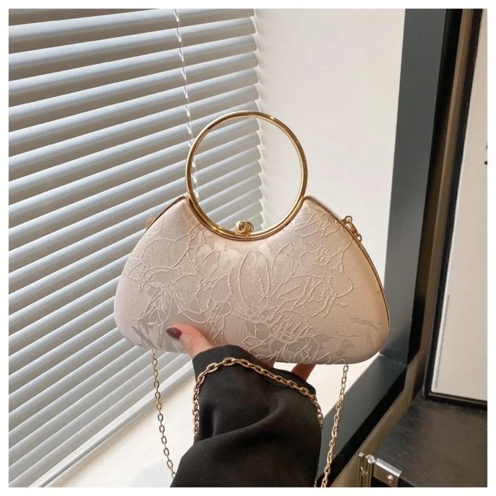 Fashion Polyester Fiber Evening Bags Elegant Chain Shoulder Bag Clutch Handbag Women