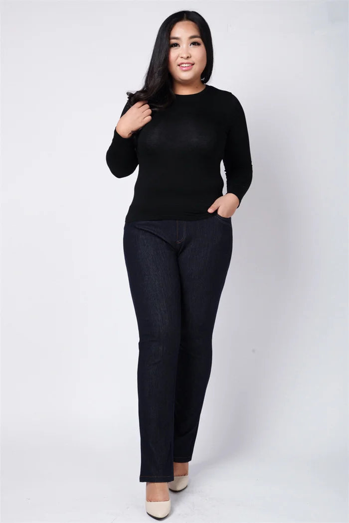 High Waisted Slim Fit Jeans Female Stretched Plus Size 150KG 6XL 7XL 8XL 9XL 5XL Lady150KG Denim Pants Oversized Women Trousers