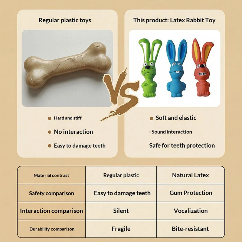 Pet Supplies Latex Pet Toys Collection Grinding Teeth Cleaning Bite Interactive Dog Toys Naughty Rabbit Dog Latex Chew To