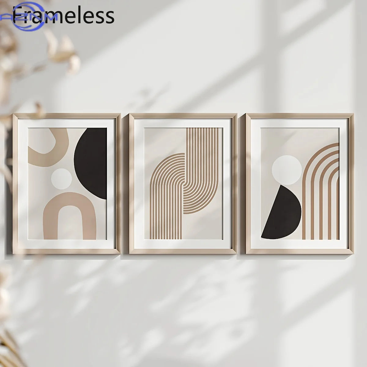 3pcs Modern Minimalist Abstract Lines Canvas Art, Beige Geometric Wall Paintings, Boho Chic Home Decor for Living Room, Bedroo