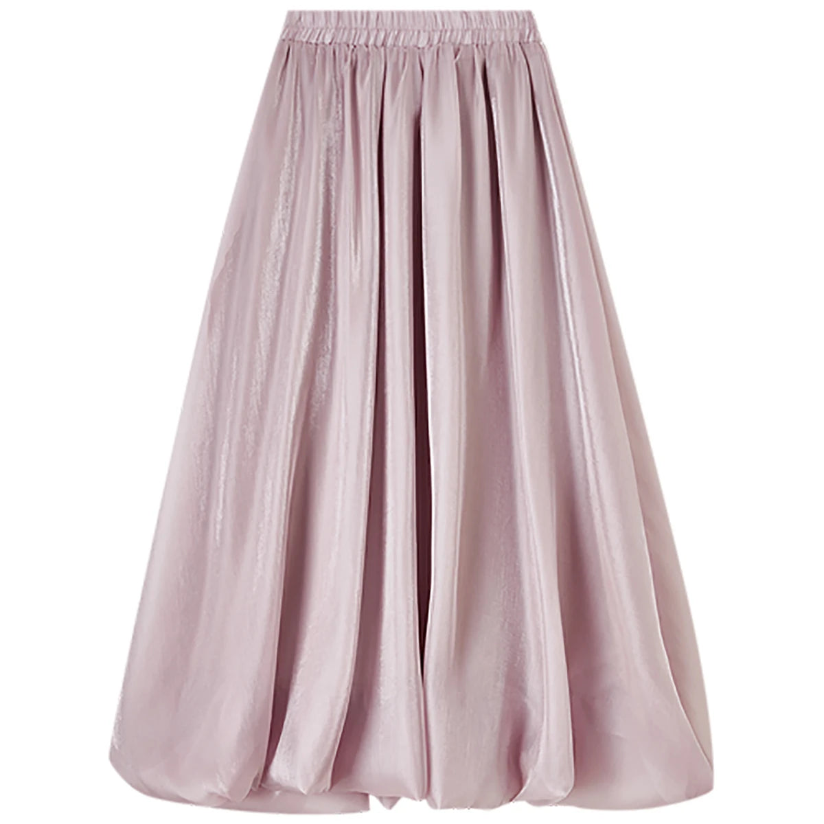 SENTUBILA Women's Pearlescent Skirts 2025 Party Evening Elegant Folds Elastic Waist A-line Tulip Skirt Female Clothing W52QG0018
