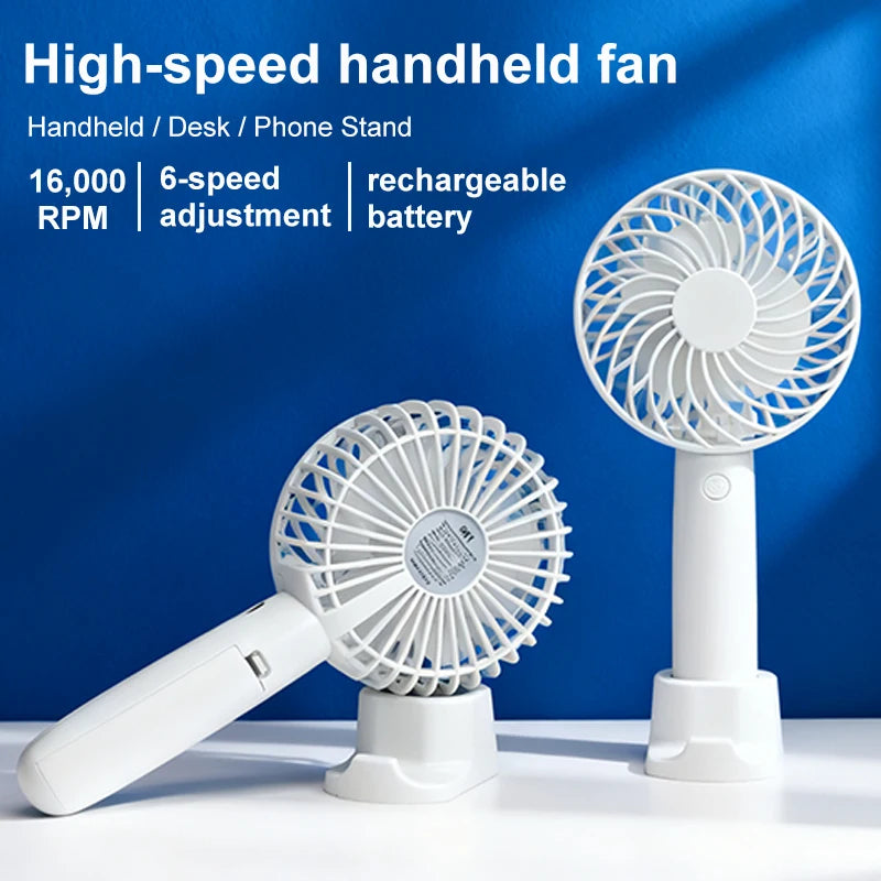 Portable handheld fan 16000RPM 6-speed mini fan USB fan phone holder indoor desktop fan