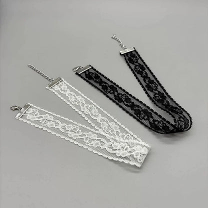 New Simple Lace Rose Flower Necklace Women's Choker Light Luxury Lace Collarbone Chain Black White Lace Jewelry Accessory