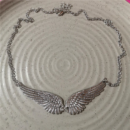 Goth Y2K Angel Wing Feather Star Cross Heart Cat Claw Pendant Bead Chain Choker Necklace For Women Harajuku Jewelry Accessories