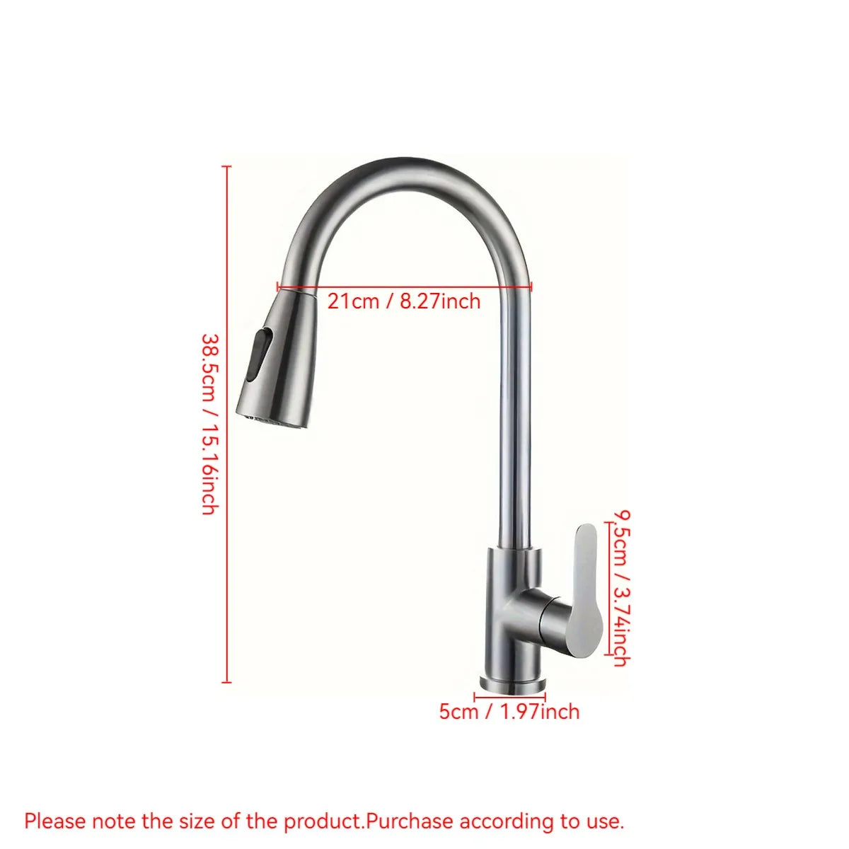 Stainless Steel Pull-Down Kitchen Faucet, Single-Hole Installation, Ceramic Valve Core, G1/2 Asian Standard Inlet.