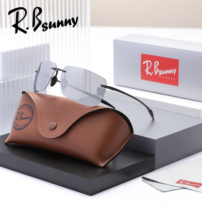 Men‘s Classic Rimless Sunglasses Women Male Outdoor Driving Sports Golf Rectangle Ultralight Frame Glasses UV400 Eyewear