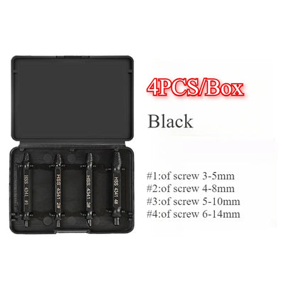 Screw Extractor Drill Bit Damaged Stripped Broken Screw Bolt Remover Extractor Easily Take Out Demolition Tools 4PCS Set