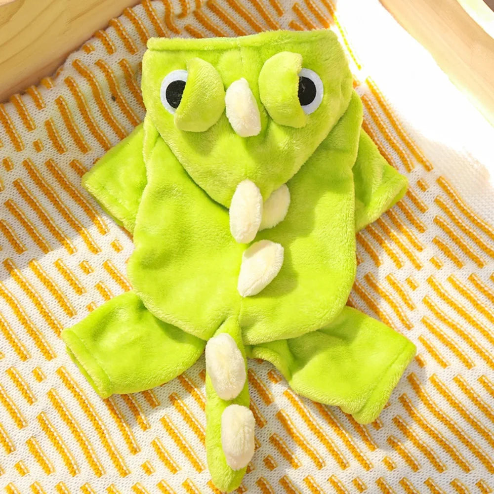 Pet Clothing Flannel Dog Warm Jumpsuits Dinosaur Shape Cute Puppy Pajamas Soft Comfortable Pet Dog Hoodie Indoor Wear