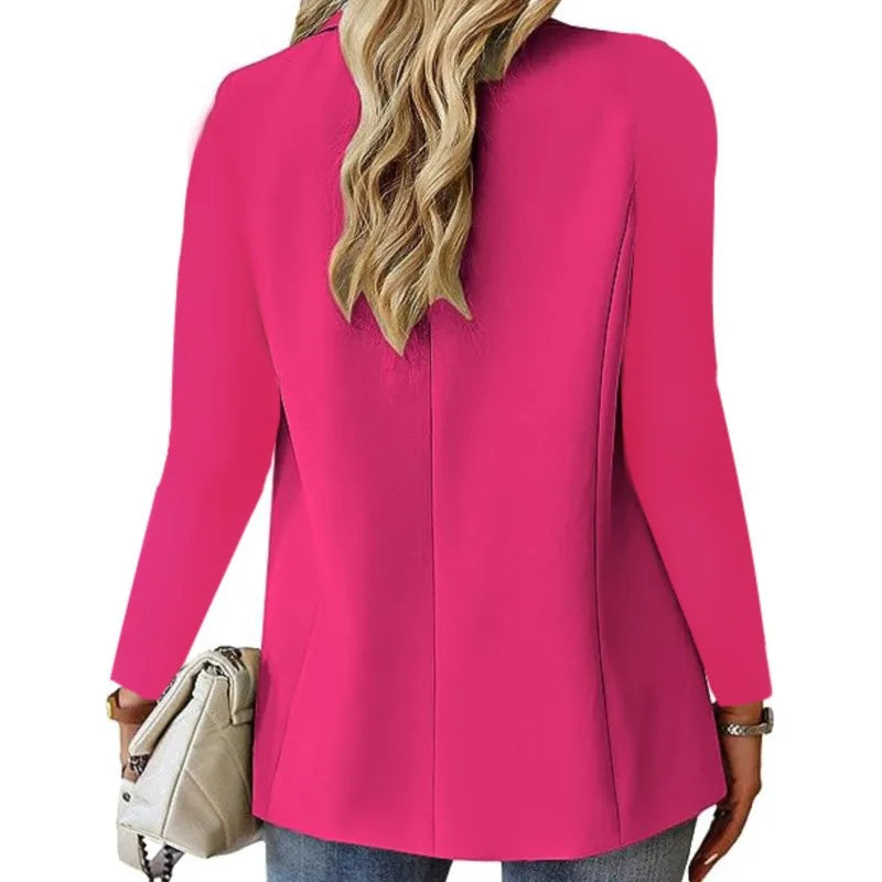 Black White Women's Suat Coat Office Elegant Blazer Soring Fall Casual Long Sleeve Pocket Slim Outerwears Blazer Mujer Women Top