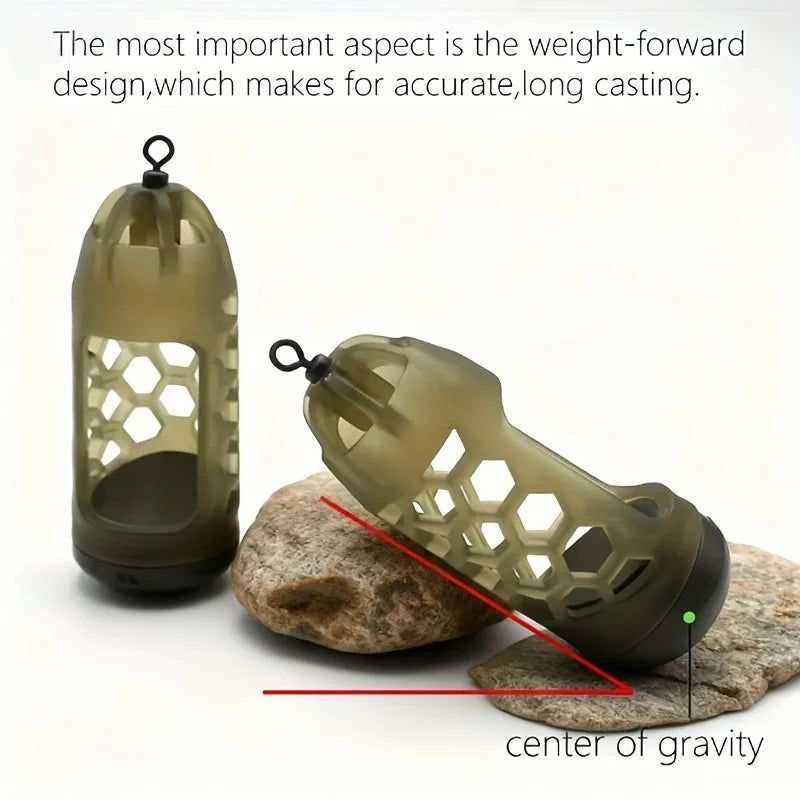 2/3pc Carp Fishing Feeder with Weight | Light Brown High-Density Polymer Bait Holder for Efficient Distribution & Easy Loading