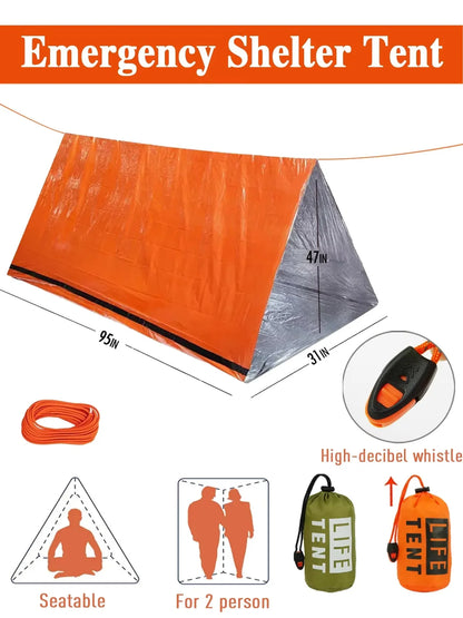 2 Person Emergency Tent  Waterproof Camping Travel Pergola Family Campaign House Tourist Tents Cool Gear Equipment Coat